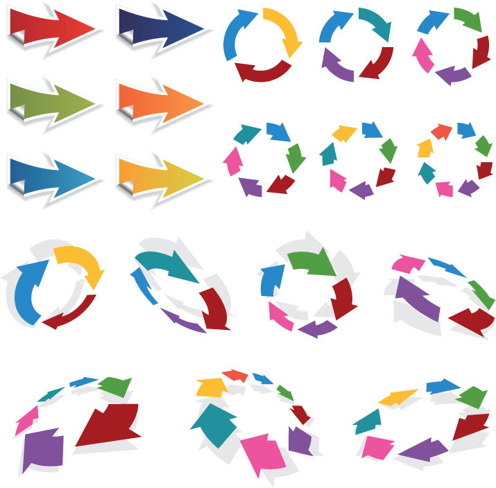 free vector Colorful 3D Vector Arrows Set